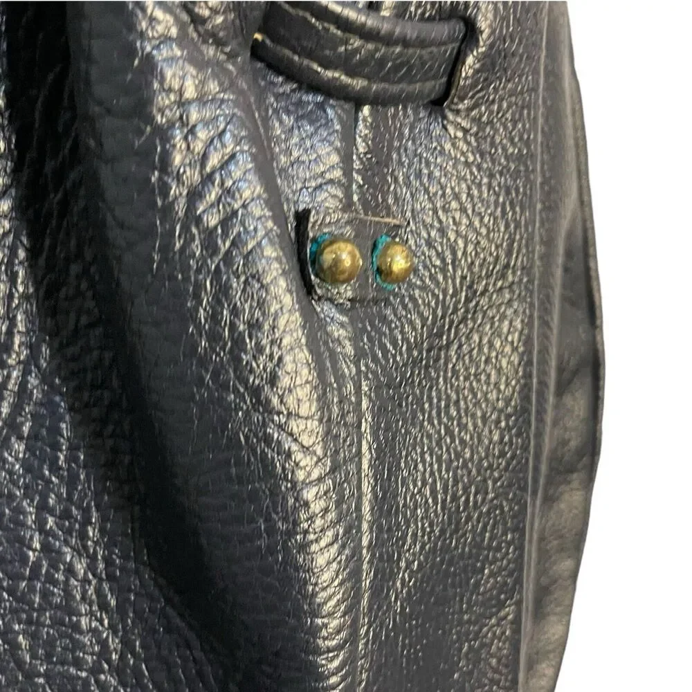 Pebble Faux Leather Shoulder Bag Women's Dark Blue Western Boho Hobo Pockets VTG